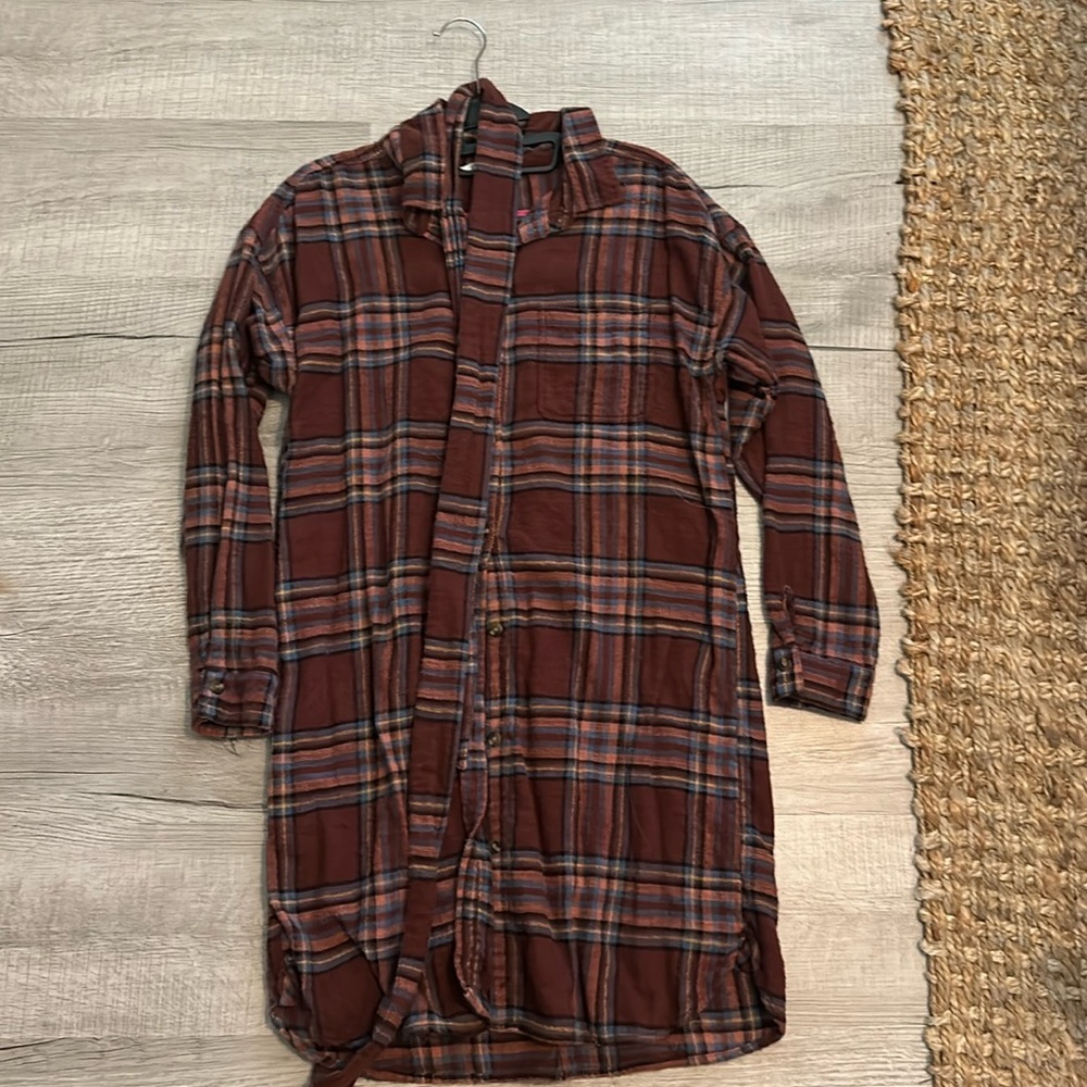 Plaid sweater dress with tie waist